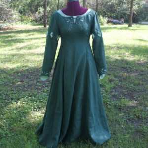 Embroidered Linen Medieval Dress ~ Made to Order
