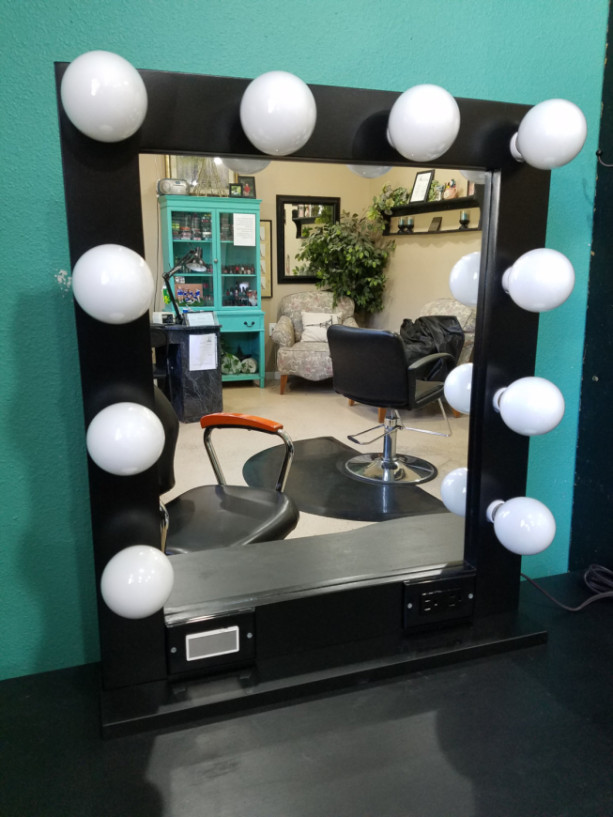 BLACK 24 x 28 Lighted Hollywood style Glamour vanity mirror