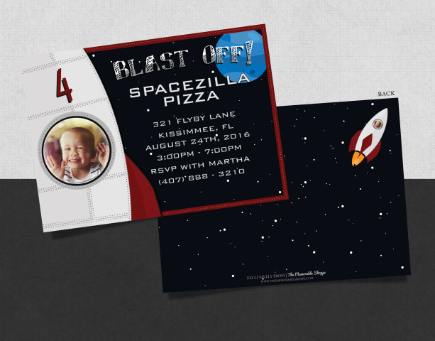 Printed Spaceship Birthday Invitation with Child's Picture!