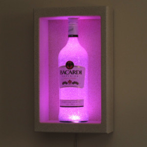 Bacardi Rum Shadowbox Wall Mount or Tabletop Color Changing Bottle Lamp Bar Light  LED Remote Controlled Eco Friendly