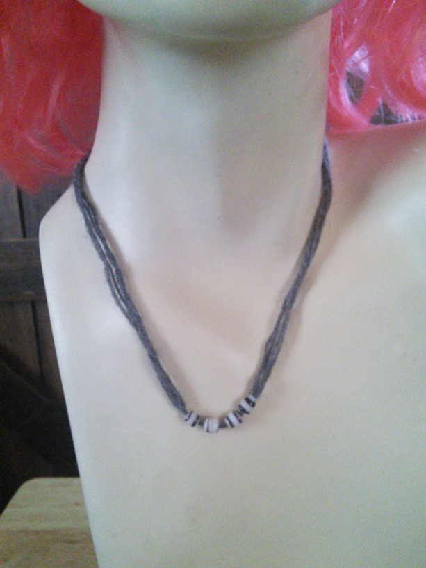 Upcycled Wool and Glass Bead Necklace