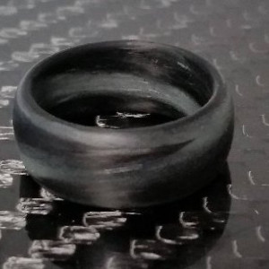 Men's or Women's Carbon Fiber Grey/Aqua Marbled Glow Ring - Handcrafted - Black and Grey/Aqua Glowing Band - Custom Band widths