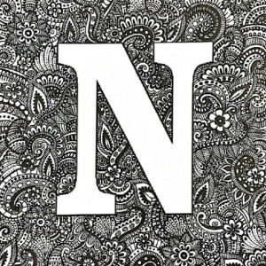 Zentangle customized 'N' letter