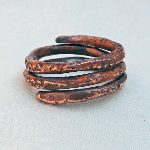 Copper Spiral Coil Ring Size 7.5 Hand Forged