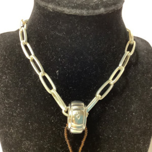 Brown, turquoise, silver necklace 