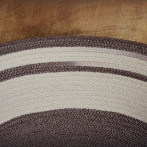 coiled rope basket, natural white & brown