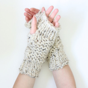 Wool Thick-Knit Fingerless Mittens - Made to Order