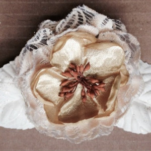 Natural Lace Flower Hair Clip w/Satin accents - Rustic country, Shabby chick, Wedding accessories