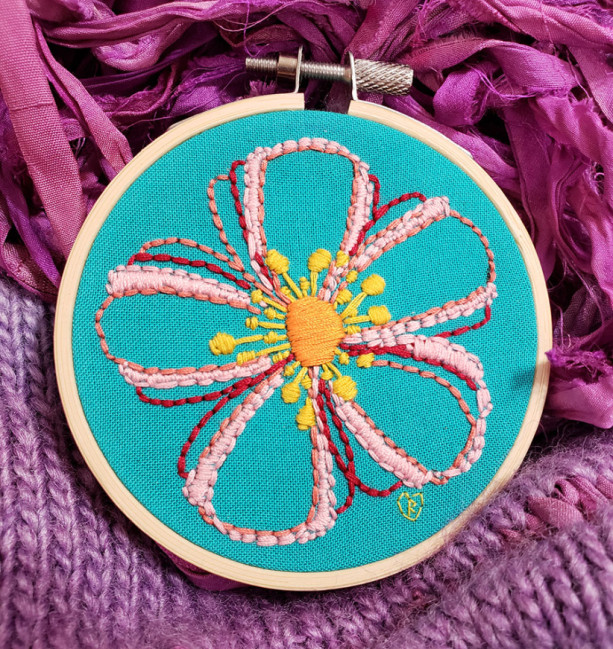 Tropical Flower Embroidery Hoop Art