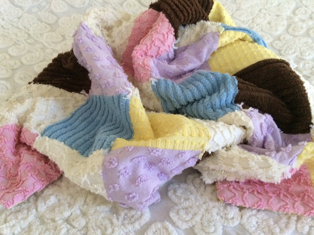 Multicolor stroller/reborn vintage chenille baby quilt/blanket | aftcra