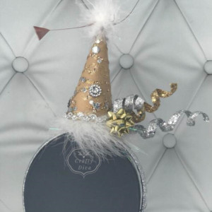 Happy Birthday Gold Rhinestone Hat/Fascinator Handmade Headband