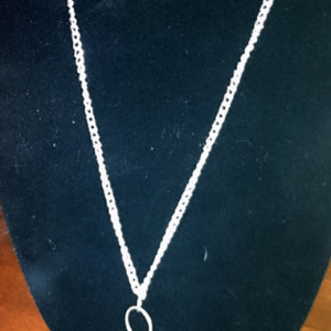 Silver Necklace, Circle Necklace, Circle Pendant, Long Necklace,  Long Pendant