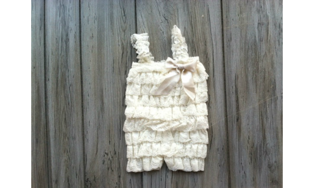 Ivory Lace Romper for Baby Girls