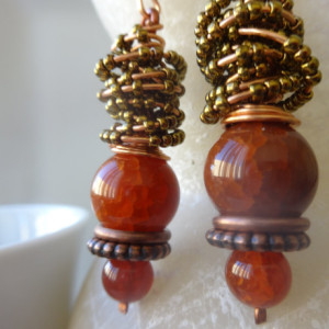 Boho-Inspired Dangle Earrings with Bead Wrap