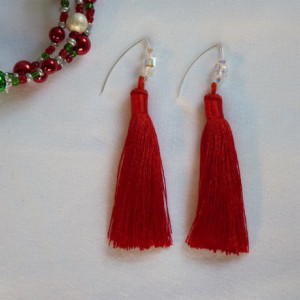 Red Tassel Swarovski Earrings