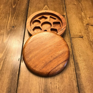 African Mahogany - Circular Polyhedral Dice Box for Dungeons and Dragons (DnD) or Pathfinder RPGs
