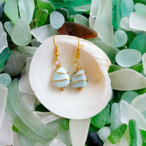 Blue milk sea glass earrings, pale blue milk glass earrings, blue milk glass jewelry, English milk glass, blue sea glass earrings, sea glass