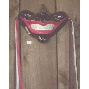 Smile Gothic Mask Medieval Jester Wall Decor Rocky Horror Black Face Red Lips Joker Clown Indoor Home Hanging Decoration Fantasy