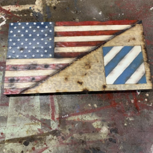 Wood Split US Flag and 3rd Inf Division