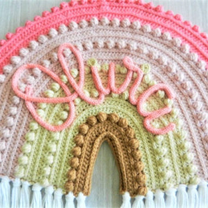 Pastel Rainbow Decor | Baby Name Sign | Rainbow Wall Hanging | Crochet Wall Hanging