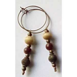 signature gemstone earrings of carnelian with antique yemen bronze