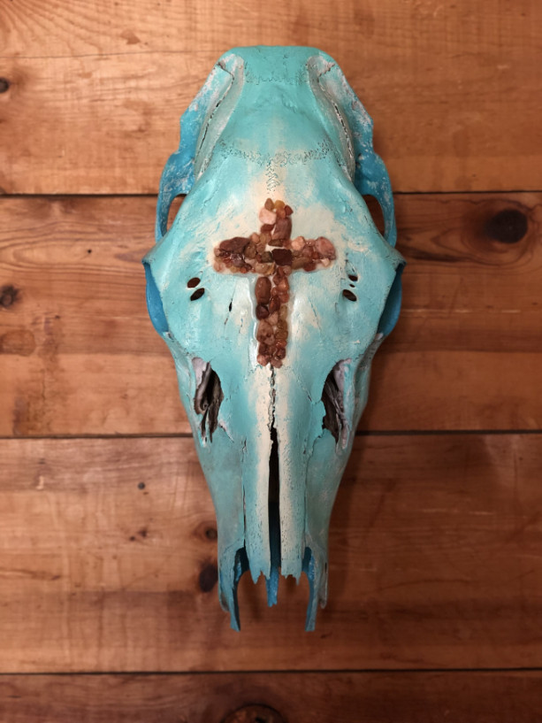 Hand painted elk skull 
