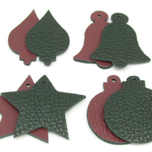 1.5" Christmas Die Cut Shapes, Reversible Leather (12)