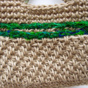 Natural Jute and Green Sari Silk Purse - handmade in the USA by Twisted Blossom Design