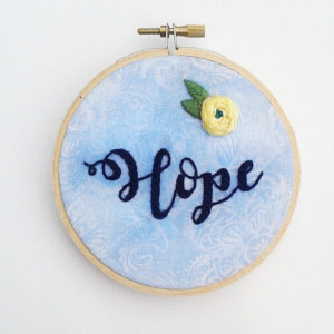 Hope Hand Embroidery Hoop- Wall Art (4 inch)- Designed for Hopebox