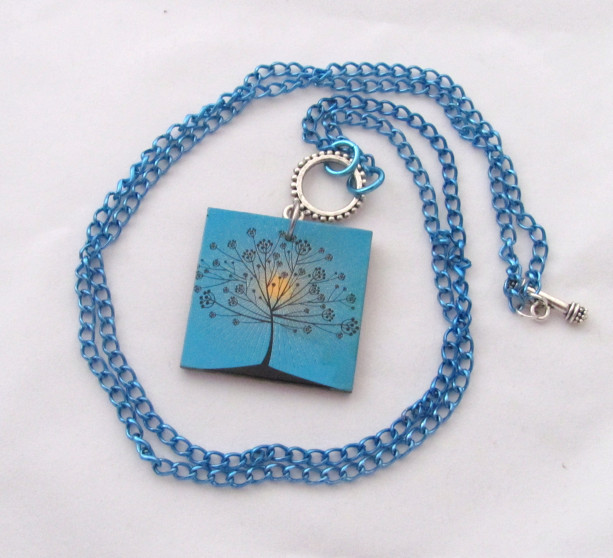 Tree Necklace Tree Pendant Delicate Tree at Sunrise Necklace Blue Necklace Extra Long Necklace Two Ways to Wear Versatile Necklace