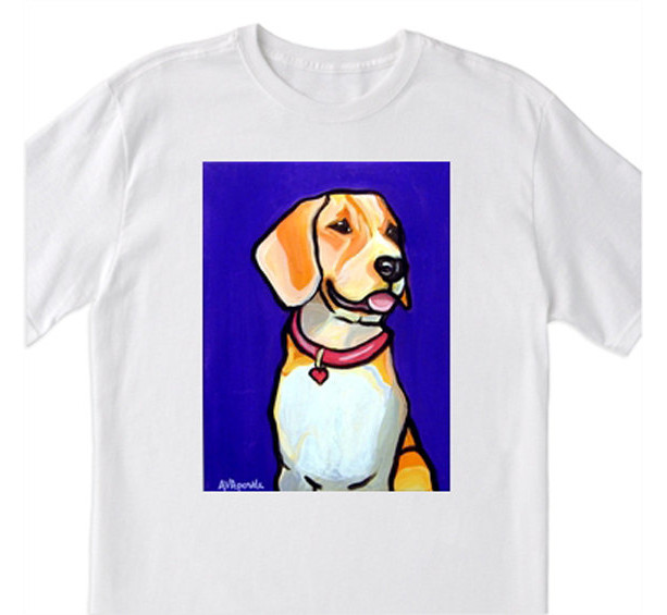 POP Art- "Beagle" Dog with Purple- 100% Cotton T-Shirt for Men, Women & Youth by A.V.Apostle