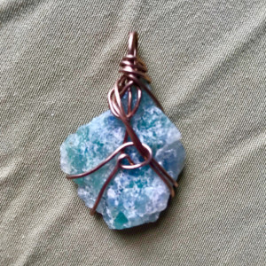 BLUEBERRY QUARTZ Healing Crystal wrapped in Aluminum Wire (with Choice of Strand Color)