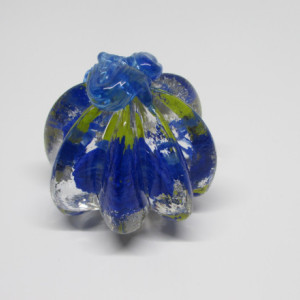Glass Pumpkin-Handmade Glass-Glassblown-Paperweight-Blue and Yellow