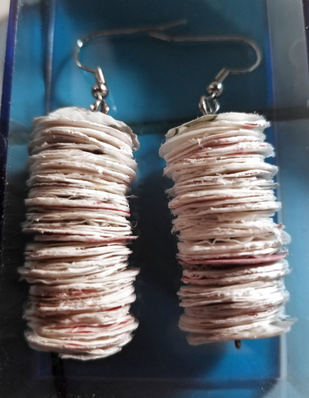 Recycled Earrings- White