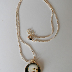 Padre Pio pendant and necklace, silver plated