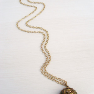 Little Brass Lion Button Necklace