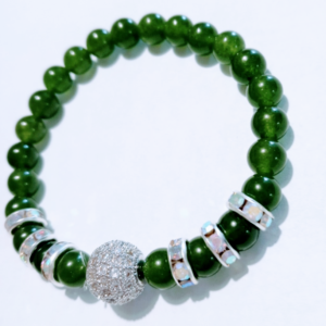 Green Jade Beaded Stretch Bracelet 
