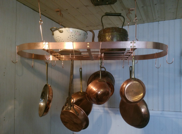 36 in by 18 in Oval Pot Rack SOLID Copper Made to order FREE U S Shipping
