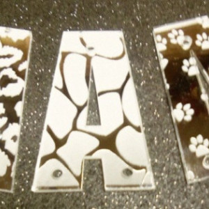 mirror letters,laser cut letters,3D letters,initial letters,paws,cheetah letters,giraffes,stone letters,Impact letters