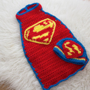 0-3 month Crochet Superman Cape and Hat~Handmade Crochet Super Hero Cape and Hat~Super Hero Cape Photo Prop~Photography Prop