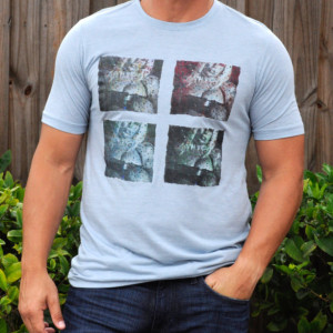 Men's T-shirt, Handmade Printed with Digitally Manipulated Photographic Design
