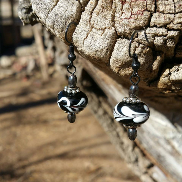 Black and white earrings
