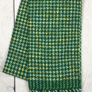 Handwoven Green Houndstooth Scarf