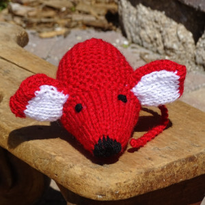 Baby Toy, Hand Knitted Mouse, Red Toy, Stuffed Small Toy, Stuffed Animal