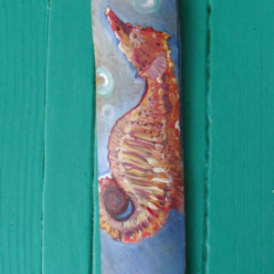 Original Painting of Sea Horse on Drift wood- Custom Order-  Rustic Coastal Decor