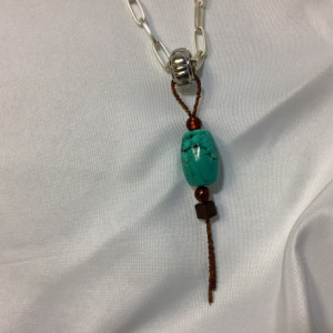 Brown, turquoise, silver necklace 