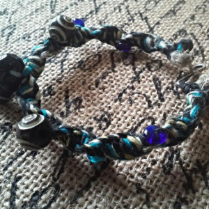 Blue Spiral Macrame Hemp Bracelet