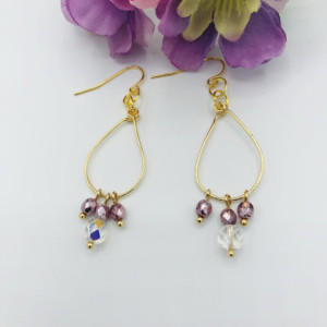 Gold and Crystal Hooped Earrings 