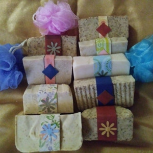 FREE SHIP Set of 4 Medium 4 oz Hand Bars of Homemade Lye Soap in Assorted Types All Natural Unscented Hand Made with Goatsmilk 