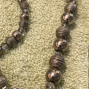 Sparkling Silver handmade beaded necklace 31.5" long